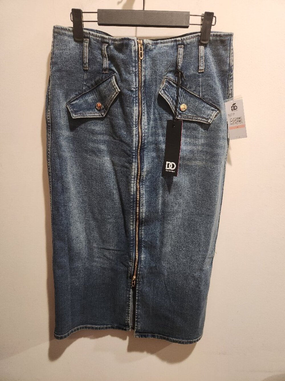 Dee Ocleppo midi zipper jean skirt